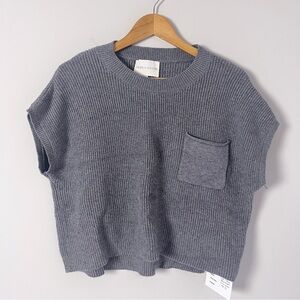 2/$30 Sage + Stone Gray Ribbed Boxy Knit Short Sleeve Sweater XL